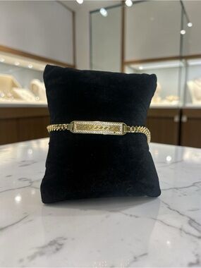 Gold Plate Bracelet with Stone